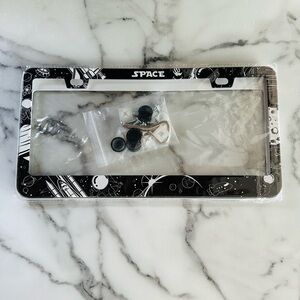 2pcs Space License Plate Frame Black Universe Galaxy Star Moon Planets